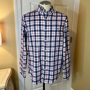 Vineyard Vines Pacific Ave Classic Fit Tucker Shirt Red White Blue Plaid MEDIUM